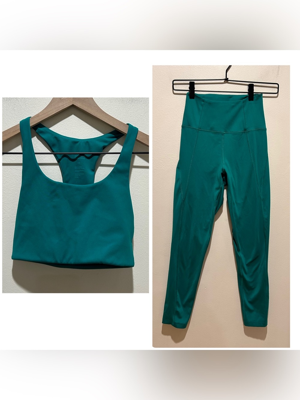 Girlfriend Collective Green Athletic Set - Leggings (XS) & Crop Tank Top (XXS)